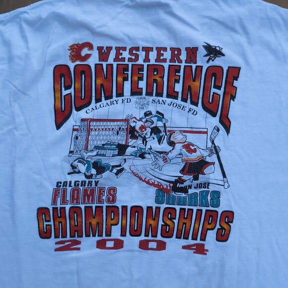 Hanes Beefy-T 2004 Western Conference Calgary Flames Graphic Tee – Men’s XL - Picture 2 of 9